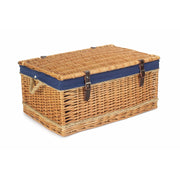 24 Inch Rope Handled Willow Hamper Trunk with Navy Blue Lining - REGN