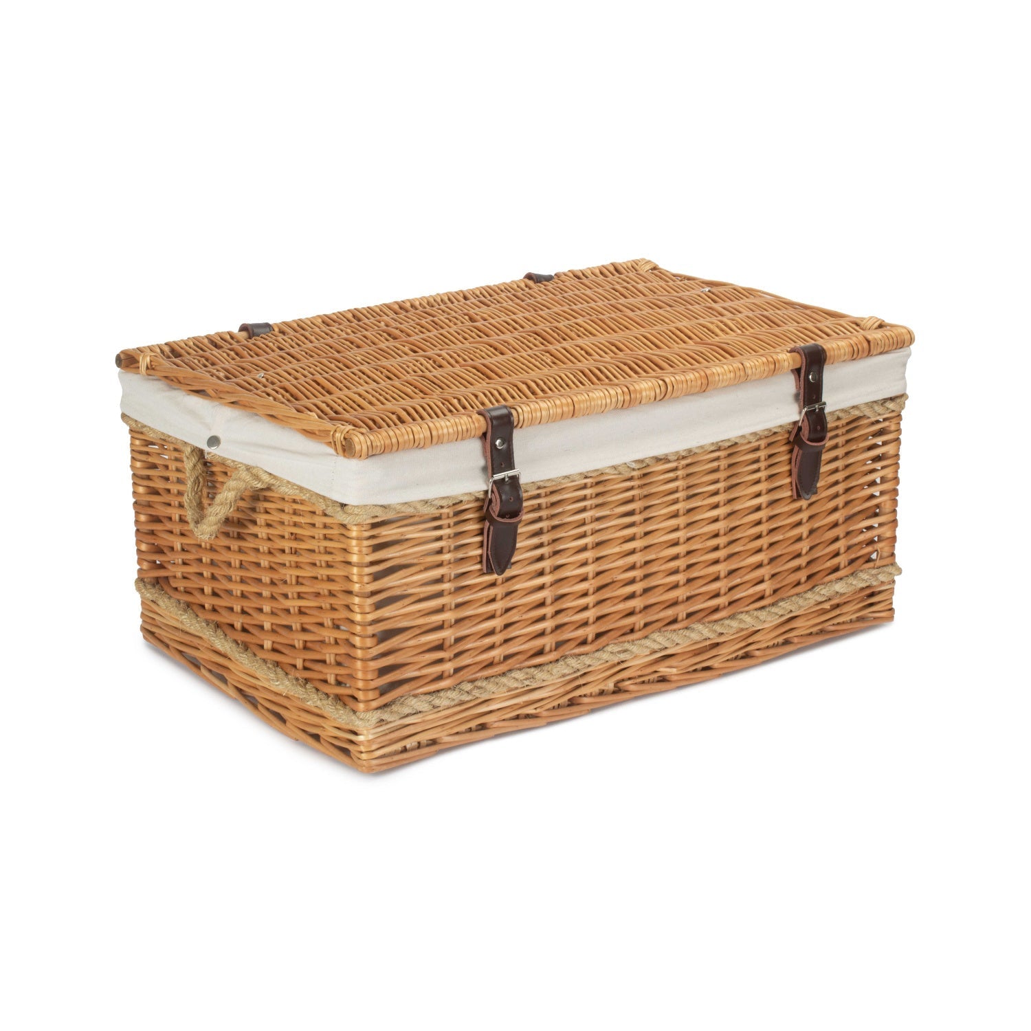 24 Inch Rope Handled Willow Hamper Trunk with White Lining - REGN