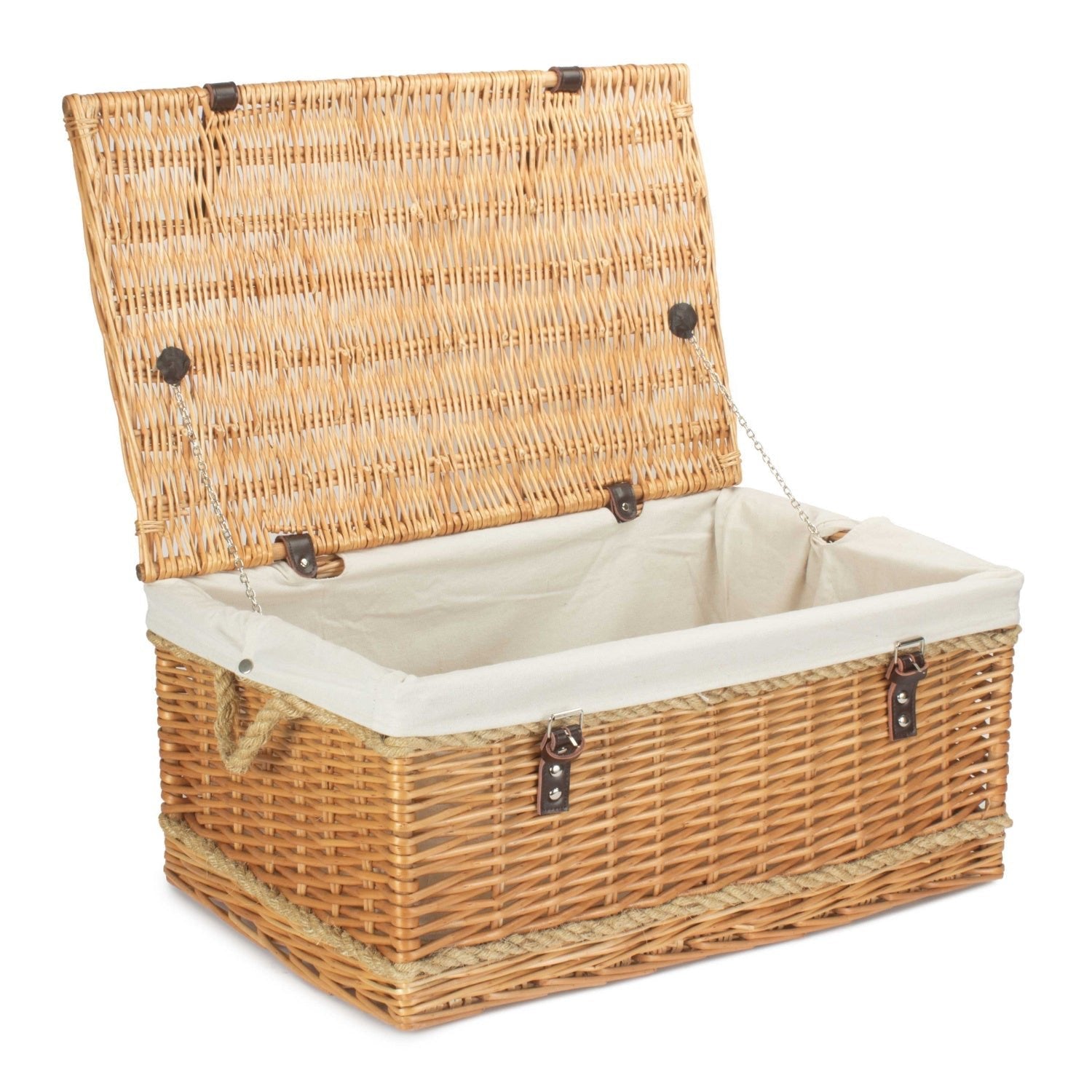 24 Inch Rope Handled Willow Hamper Trunk with White Lining - REGN