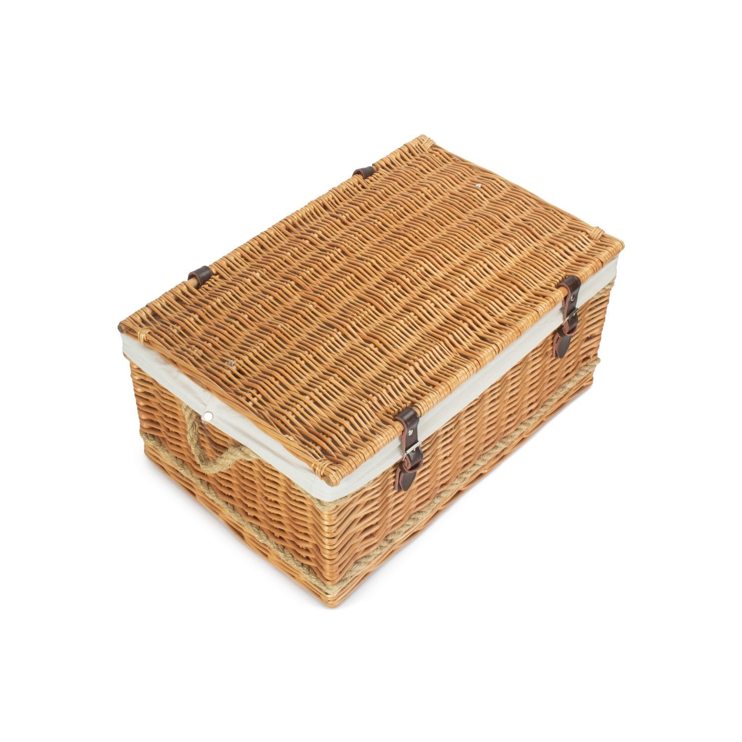 24 Inch Rope Handled Willow Hamper Trunk with White Lining - REGN