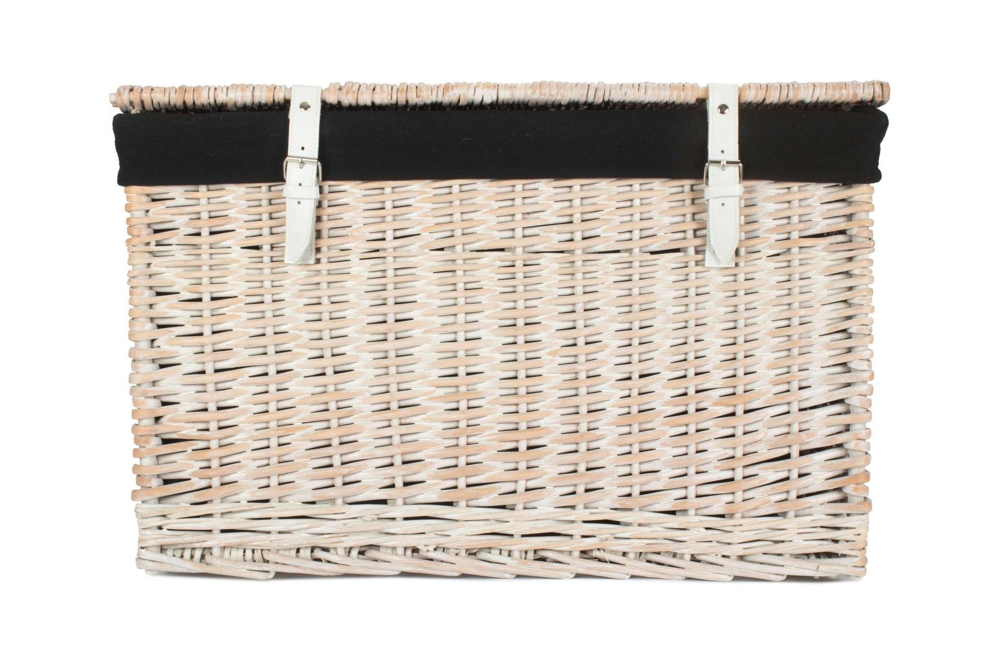 24 Inch White Wash Willow Chest Hamper with Black Lining - REGN