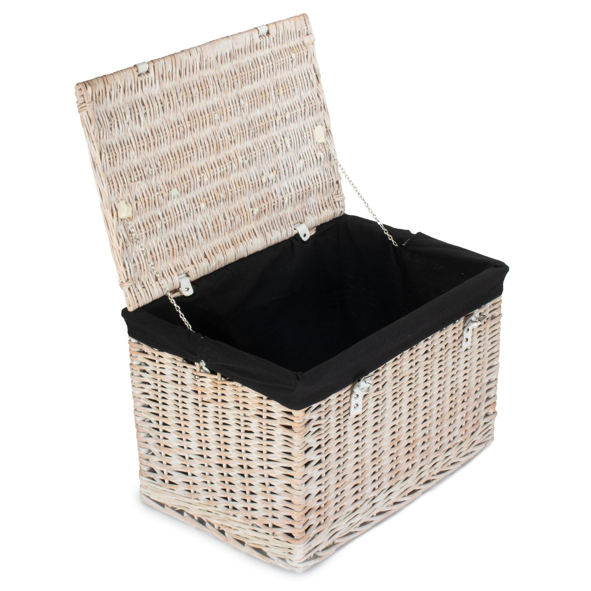 24 Inch White Wash Willow Chest Hamper with Black Lining - REGN