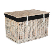 24 Inch White Wash Willow Chest Hamper with Black Lining - REGN