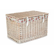 24 Inch White Wash Willow Chest Hamper with Garden Rose Lining - REGN