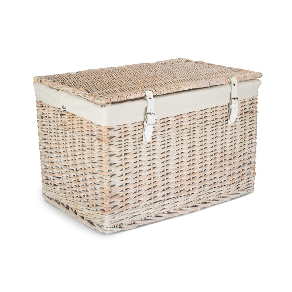 24 Inch White Wash Willow Chest Hamper with White Lining - REGN