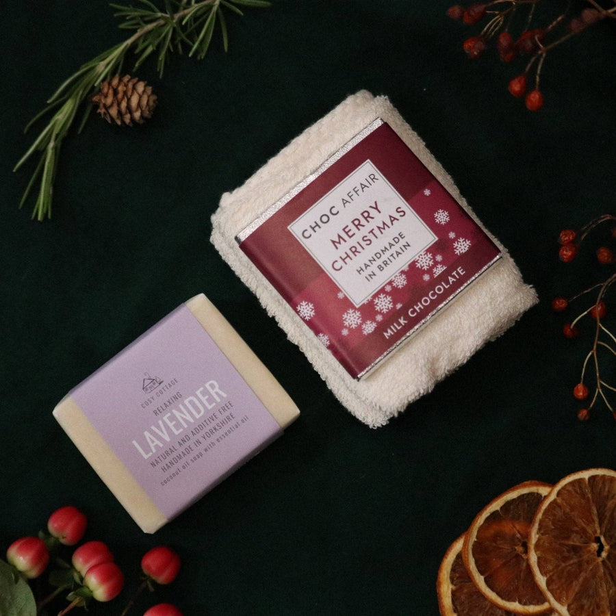 Ladies Christmas Surprise Bundle – Natural Soap, Chocolate & Organic Cloth