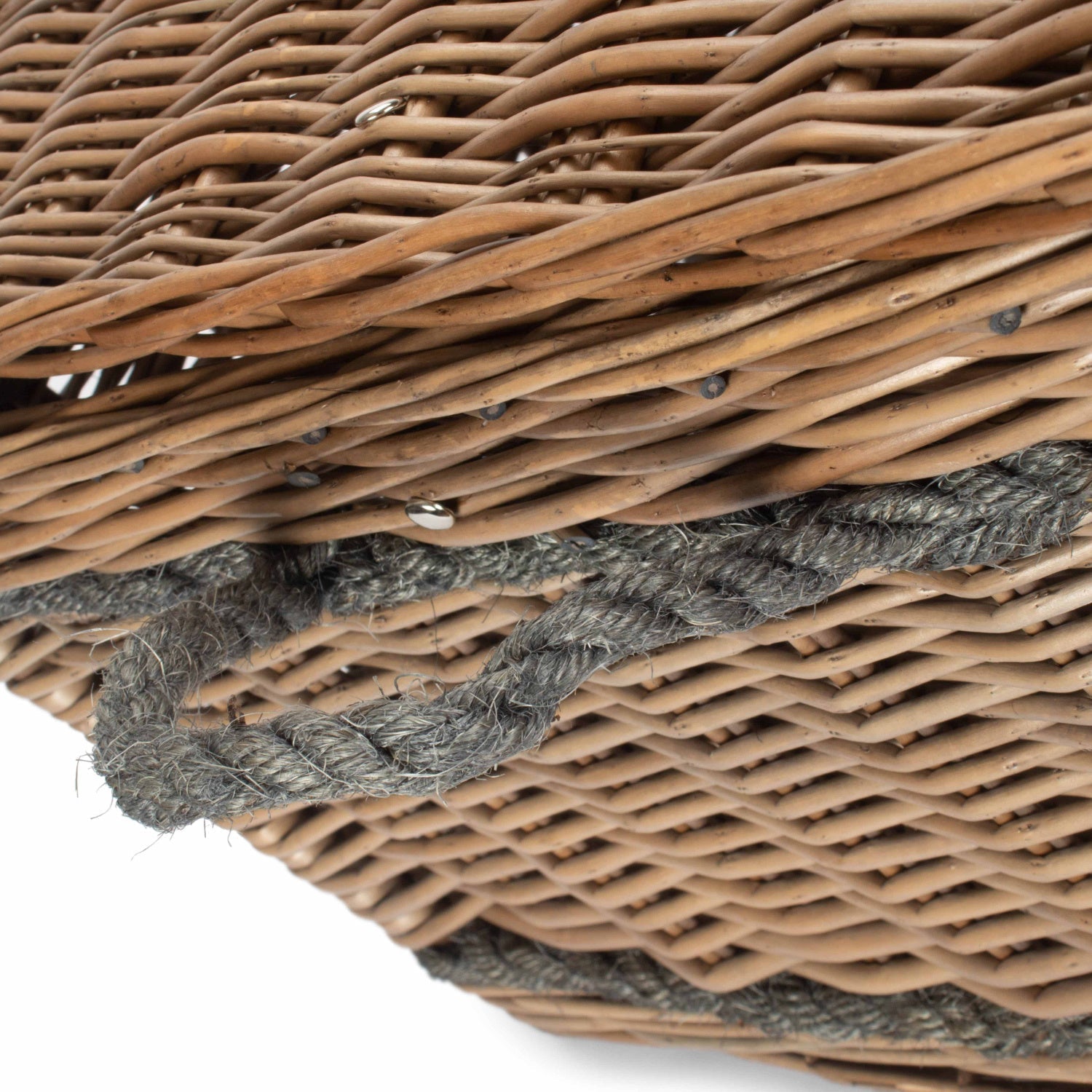 28 Inch Antique Wash Willow Rope Handled Hamper Trunk - REGN