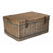 28 Inch Antique Wash Willow Rope Handled Hamper Trunk - REGN