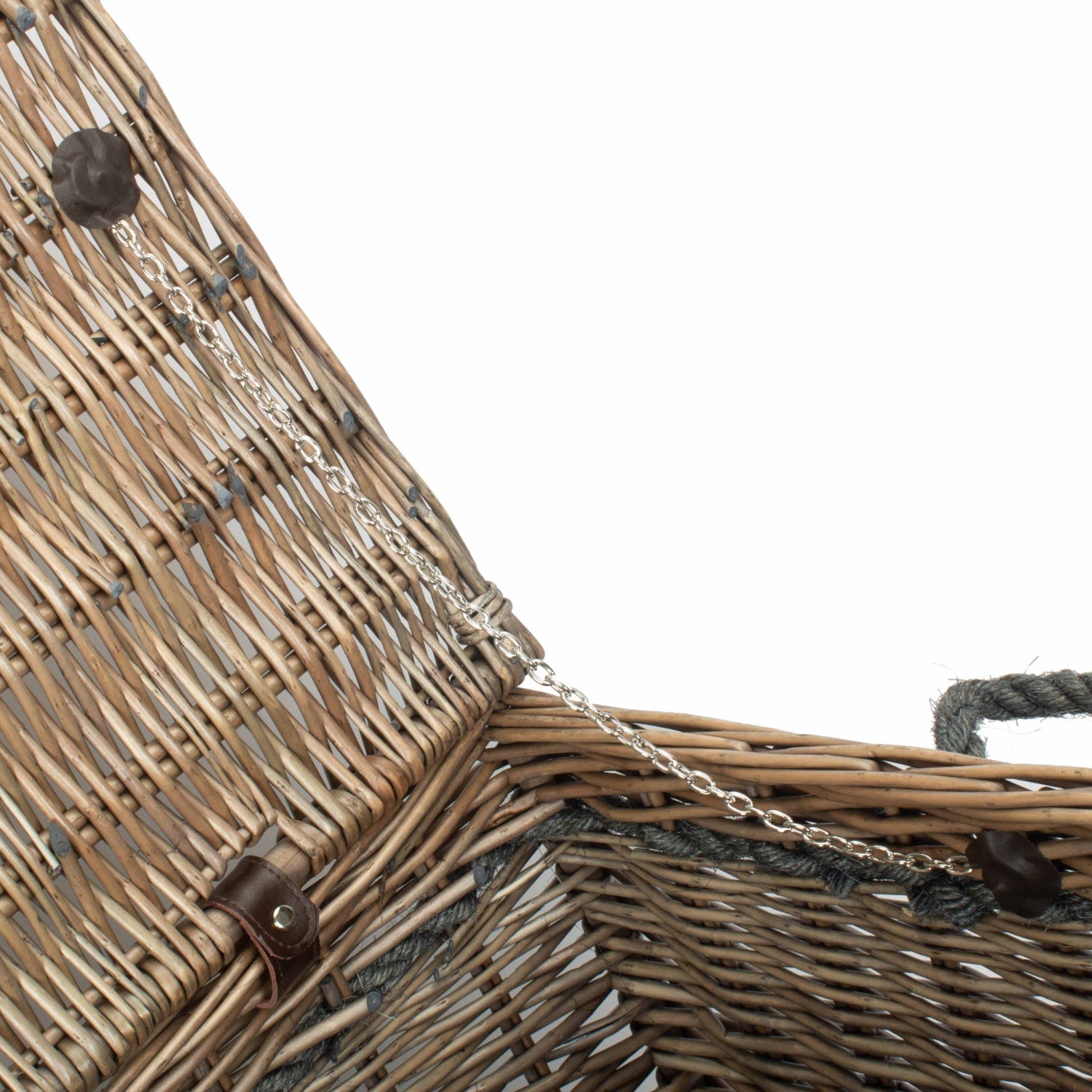 28 Inch Antique Wash Willow Rope Handled Hamper Trunk - REGN