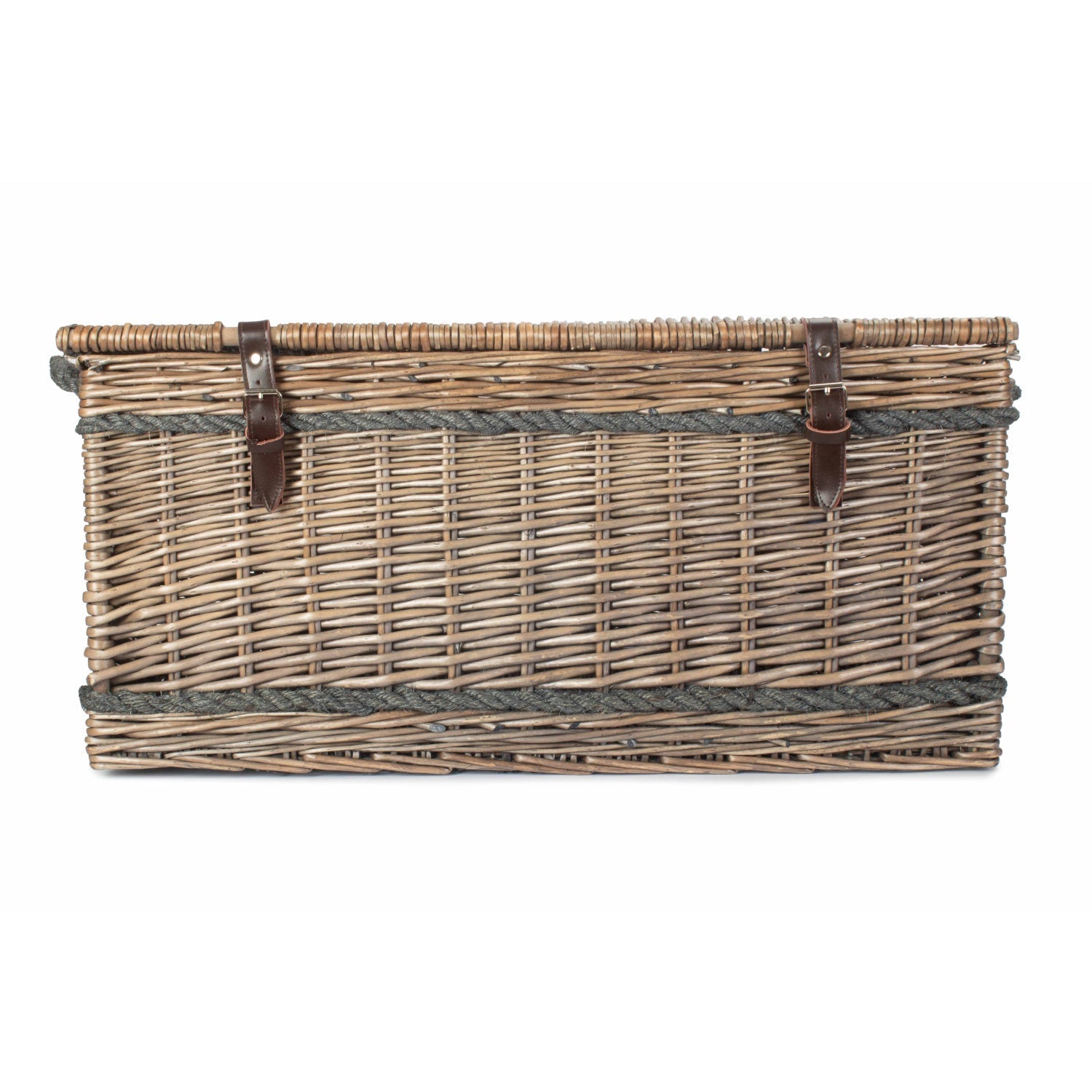 28 Inch Antique Wash Willow Rope Handled Hamper Trunk - REGN