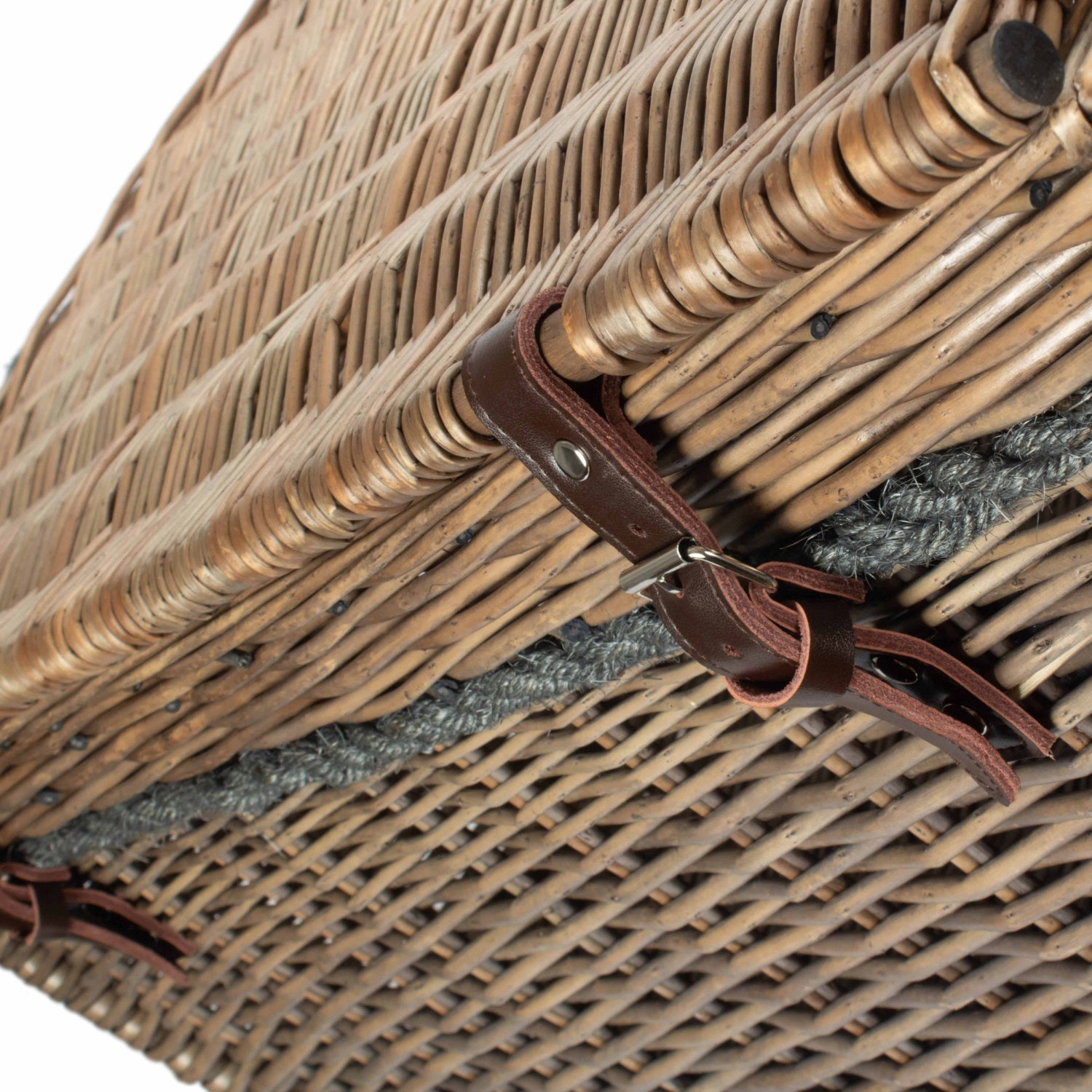 28 Inch Antique Wash Willow Rope Handled Hamper Trunk - REGN