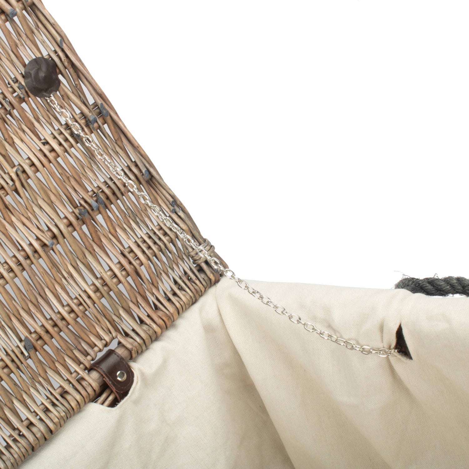 28 Inch Antique Wash Willow Rope Handled Hamper Trunk with White Lining - REGN