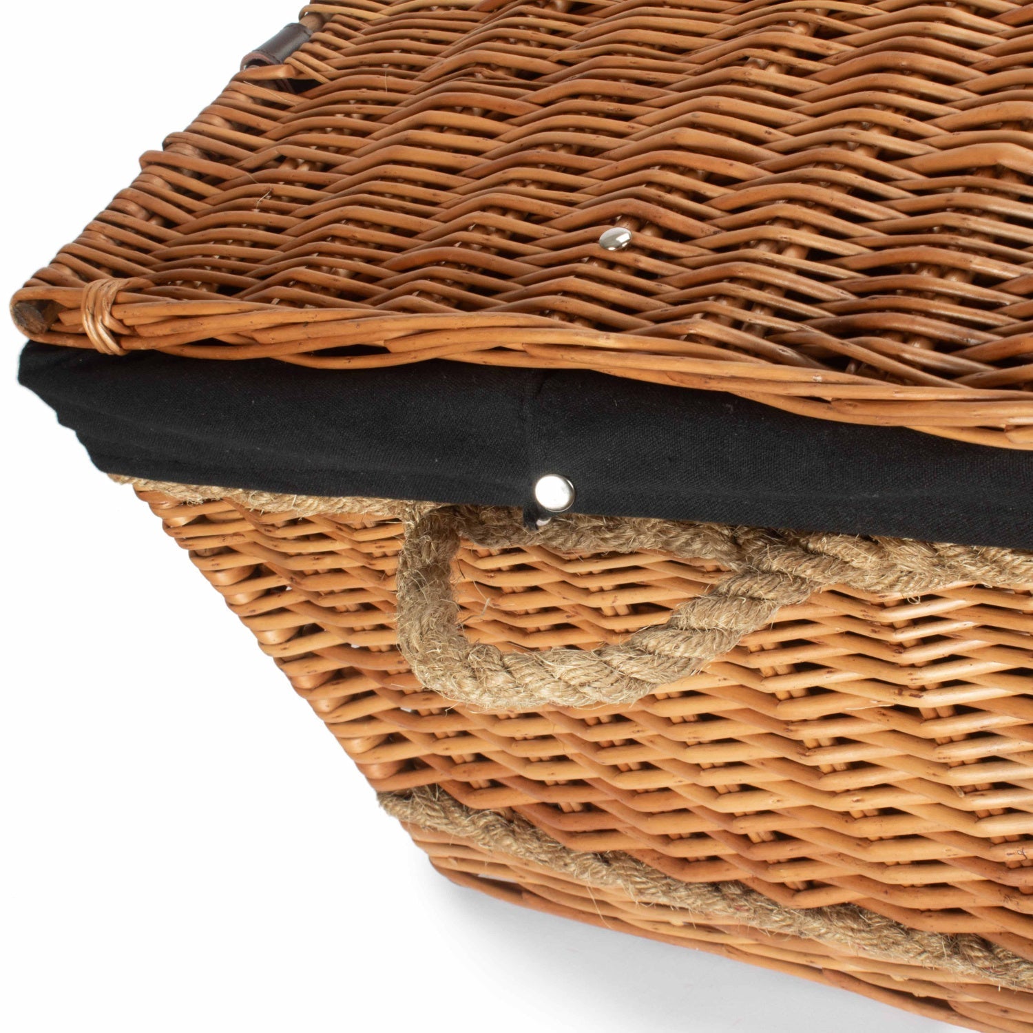 28 Inch Double Steamed Willow Rope Handled Hamper Trunk with Black Lining - REGN