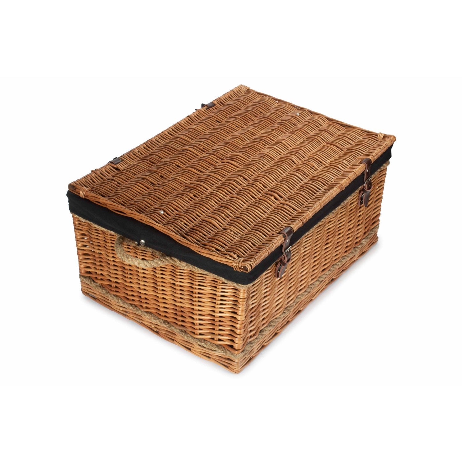 28 Inch Double Steamed Willow Rope Handled Hamper Trunk with Black Lining - REGN