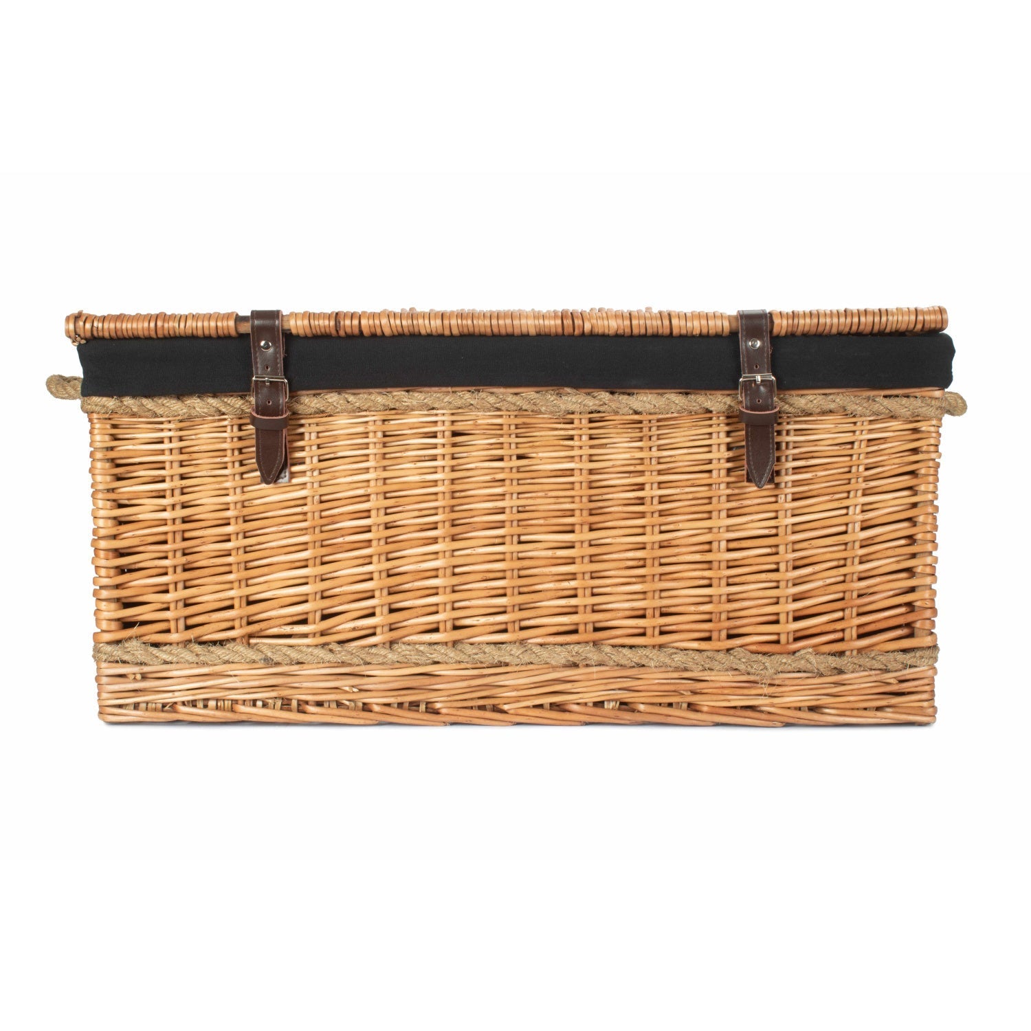 28 Inch Double Steamed Willow Rope Handled Hamper Trunk with Black Lining - REGN