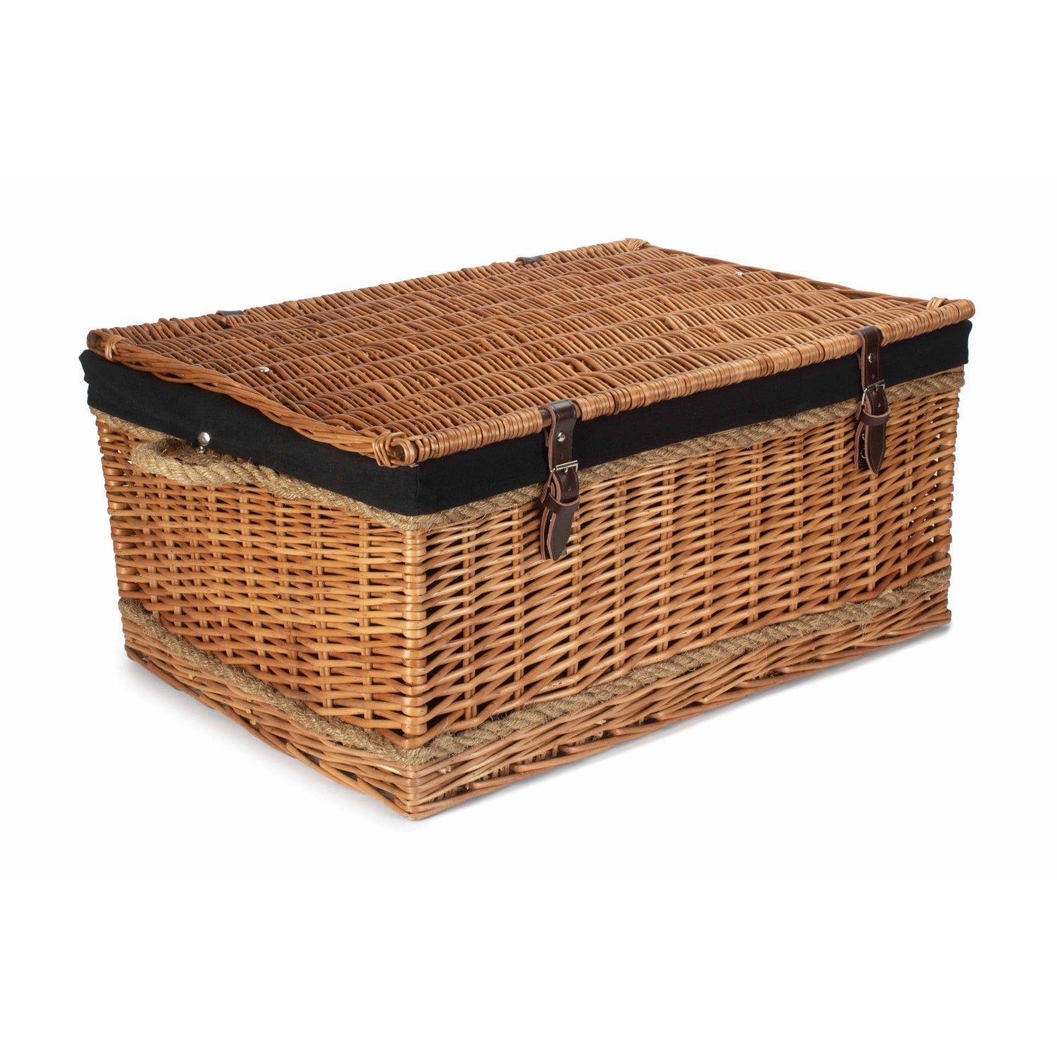 28 Inch Double Steamed Willow Rope Handled Hamper Trunk with Black Lining - REGN