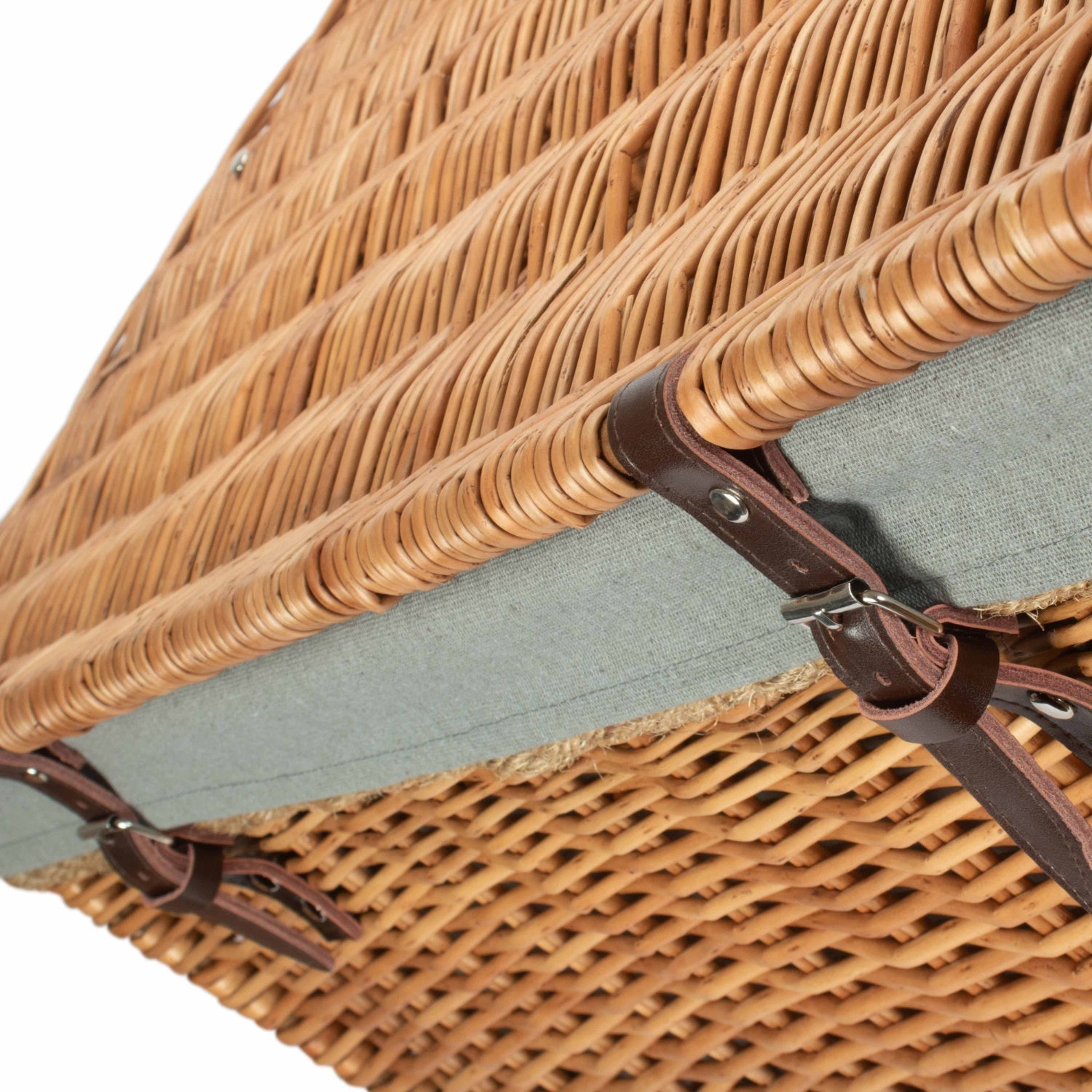 28 Inch Double Steamed Willow Rope Handled Hamper Trunk with Grey Sage Lining - REGN