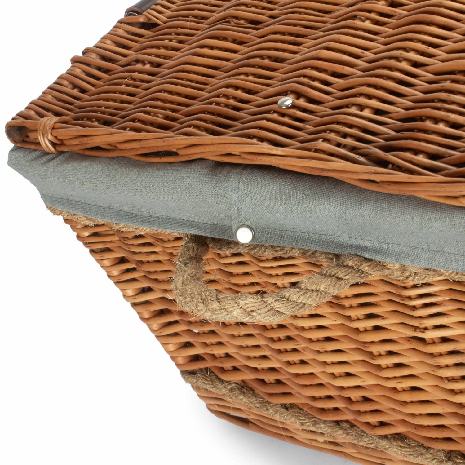 28 Inch Double Steamed Willow Rope Handled Hamper Trunk with Grey Sage Lining - REGN