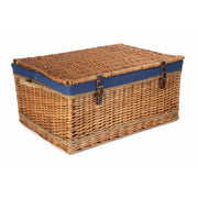 28 Inch Double Steamed Willow Rope Handled Hamper Trunk with Navy Blue Lining - REGN