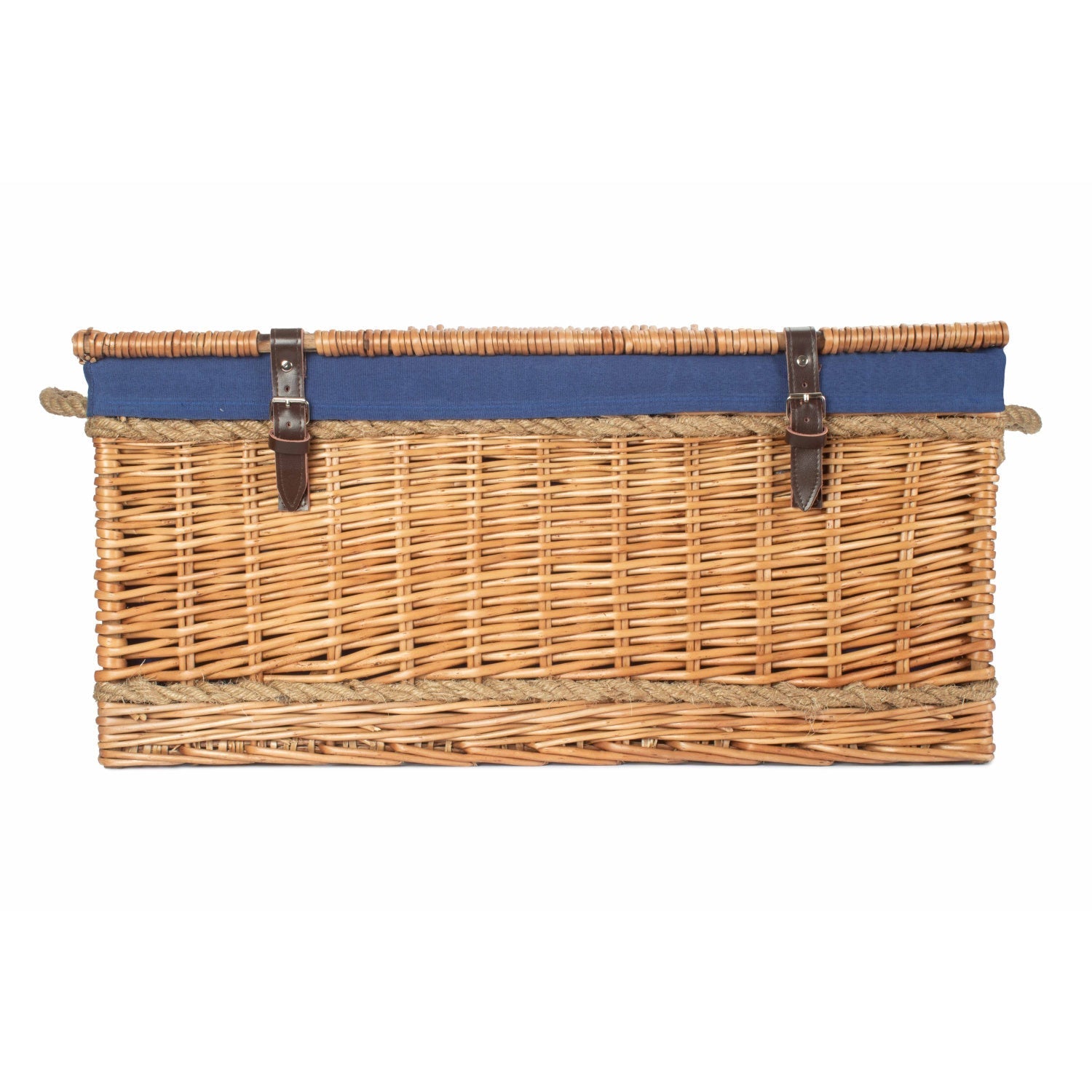 28 Inch Double Steamed Willow Rope Handled Hamper Trunk with Navy Blue Lining - REGN