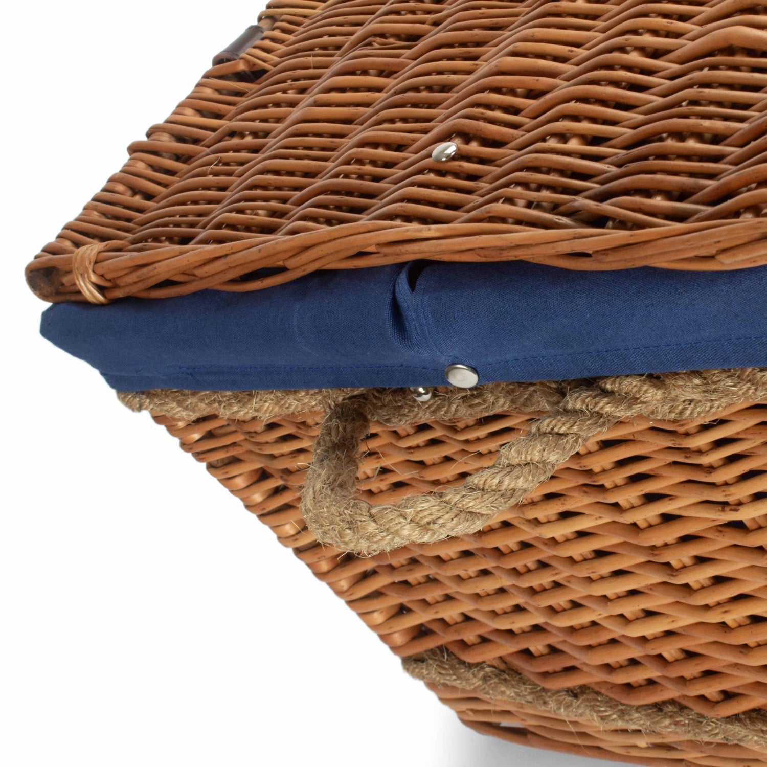 28 Inch Double Steamed Willow Rope Handled Hamper Trunk with Navy Blue Lining - REGN