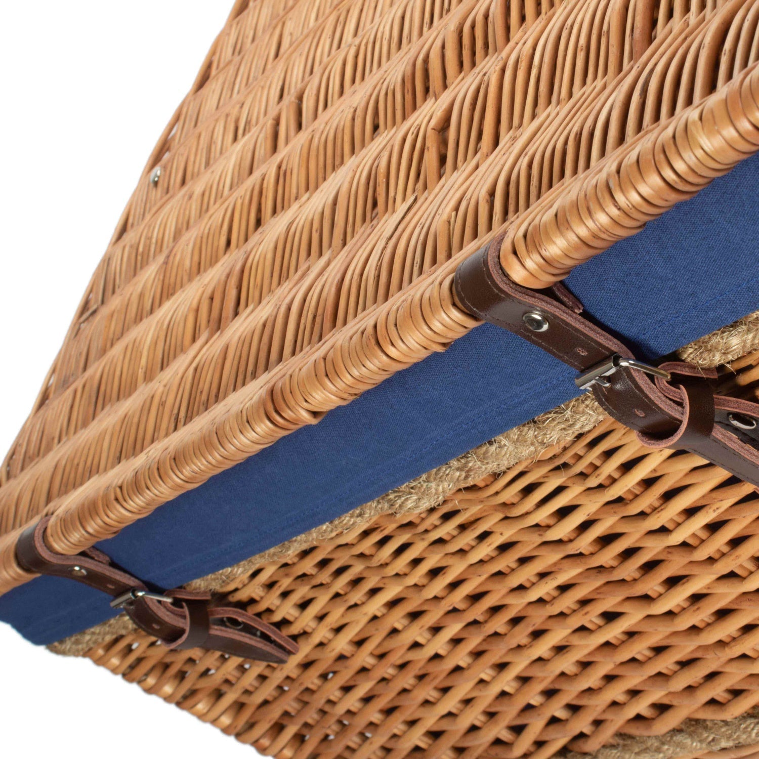 28 Inch Double Steamed Willow Rope Handled Hamper Trunk with Navy Blue Lining - REGN