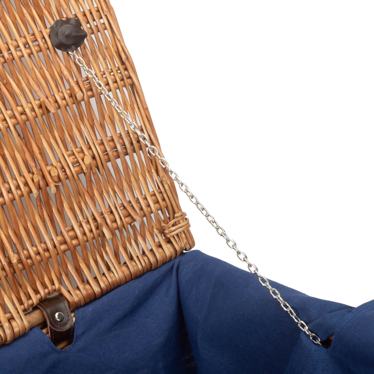 28 Inch Double Steamed Willow Rope Handled Hamper Trunk with Navy Blue Lining - REGN