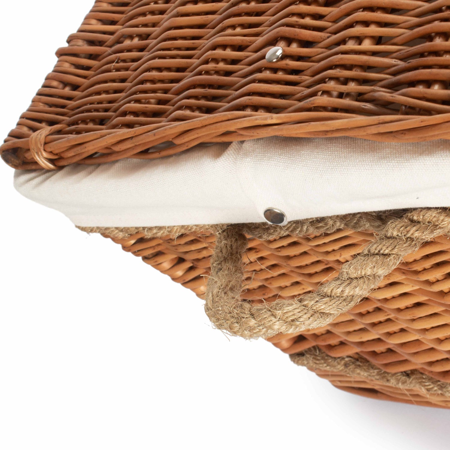 28 Inch Double Steamed Willow Rope Handled Hamper Trunk with White Lining - REGN