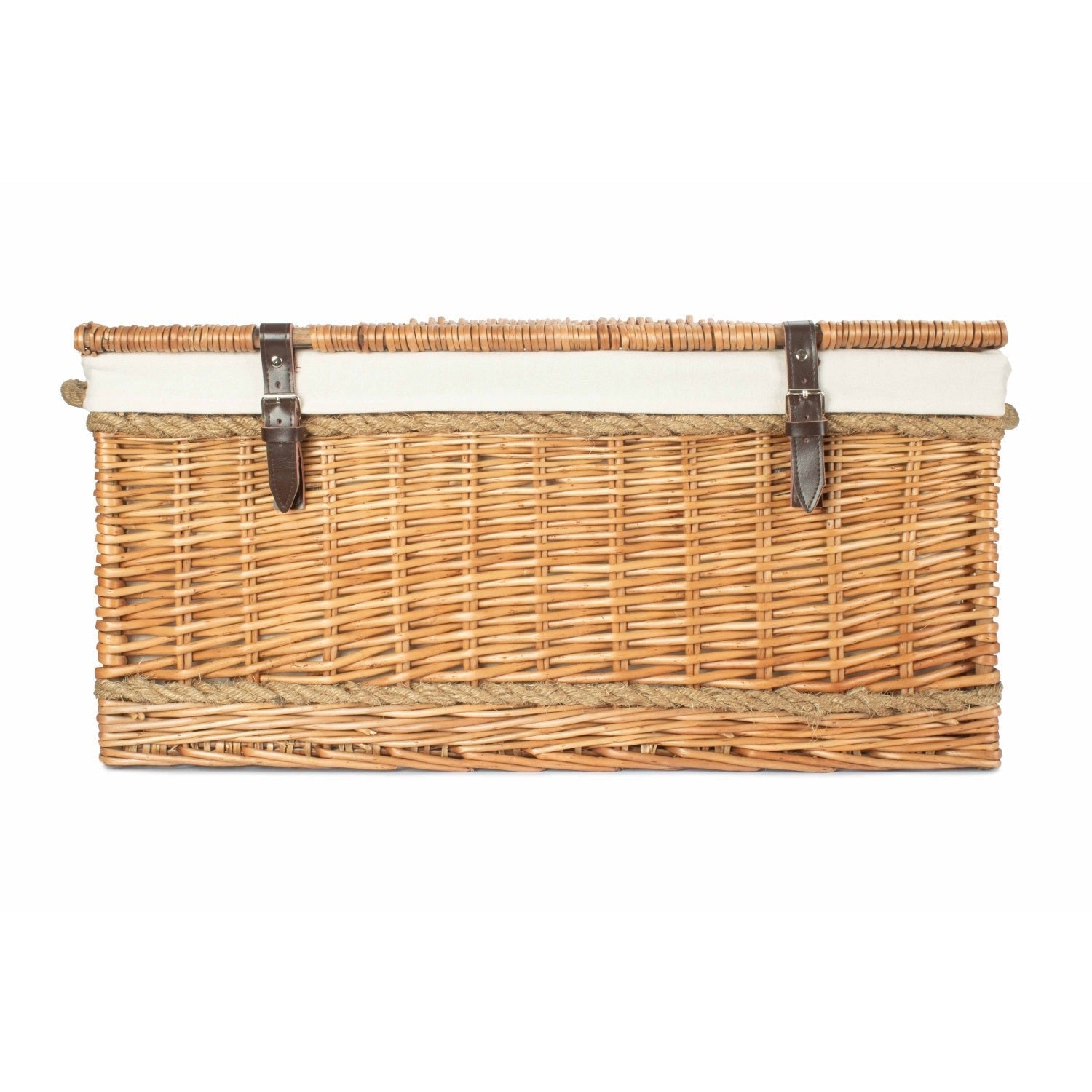 28 Inch Double Steamed Willow Rope Handled Hamper Trunk with White Lining - REGN