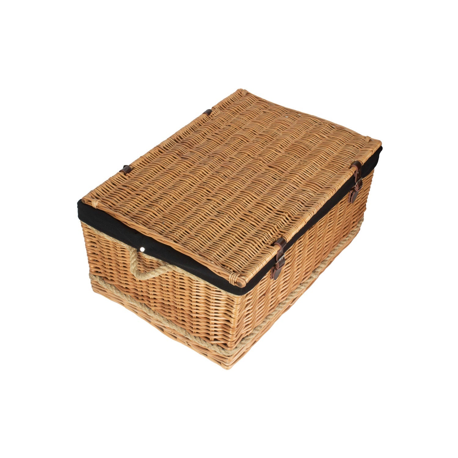 28 Inch Rope Handled Willow Hamper Trunk with Black Lining - REGN