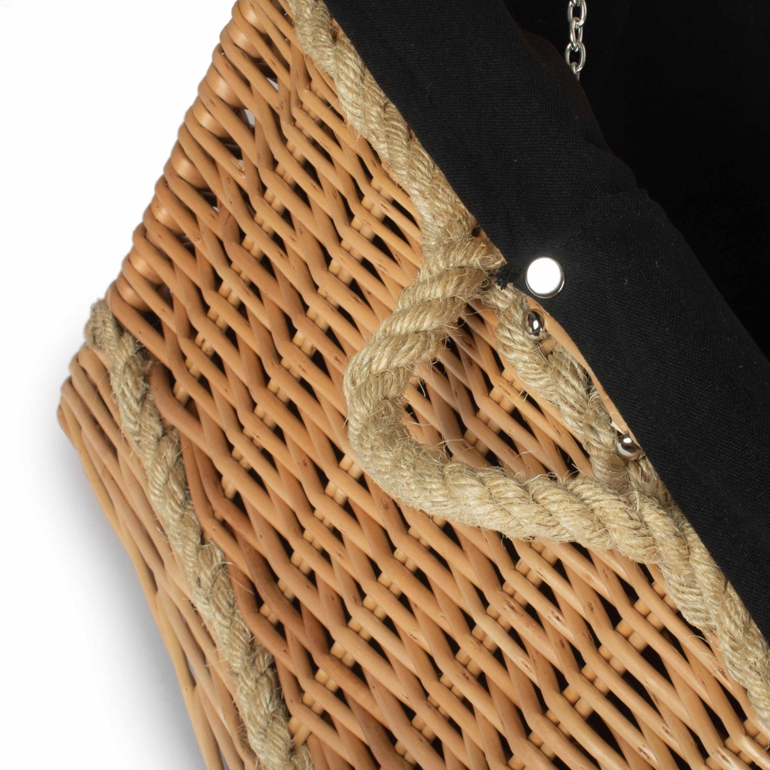 28 Inch Rope Handled Willow Hamper Trunk with Black Lining - REGN