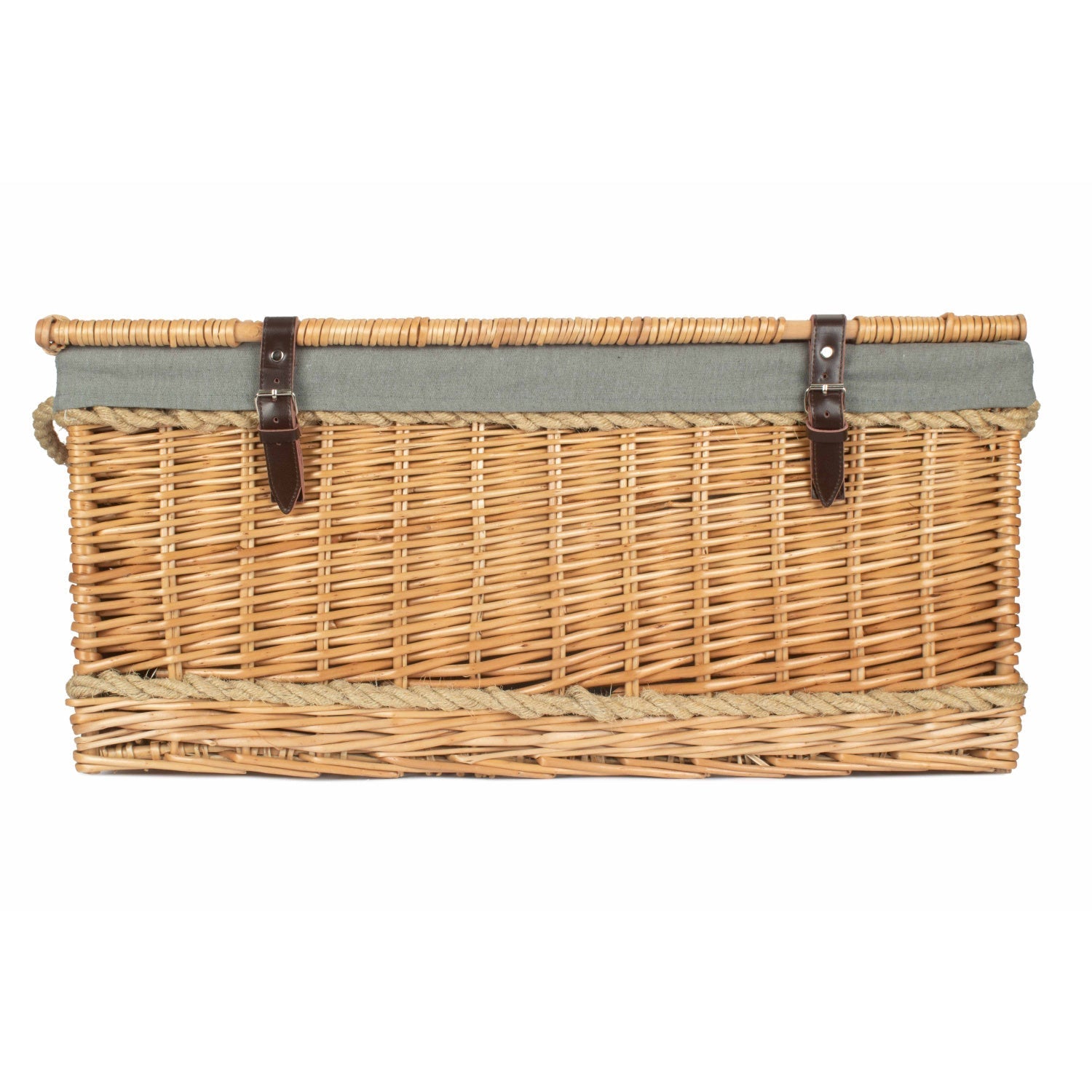 28 Inch Rope Handled Willow Hamper Trunk with Grey Sage Lining - REGN