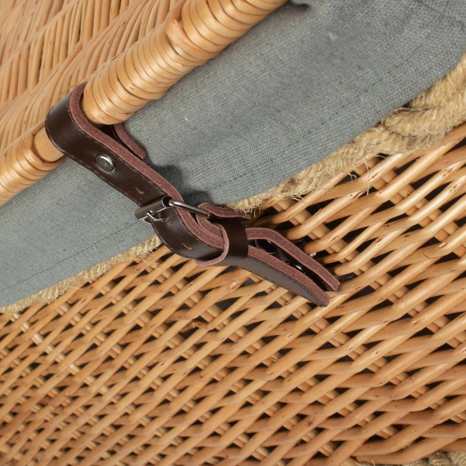 28 Inch Rope Handled Willow Hamper Trunk with Grey Sage Lining - REGN