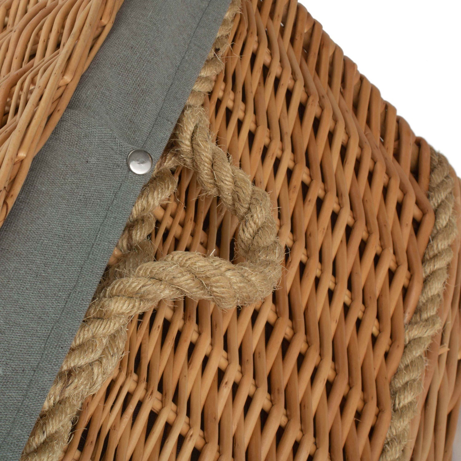 28 Inch Rope Handled Willow Hamper Trunk with Grey Sage Lining - REGN