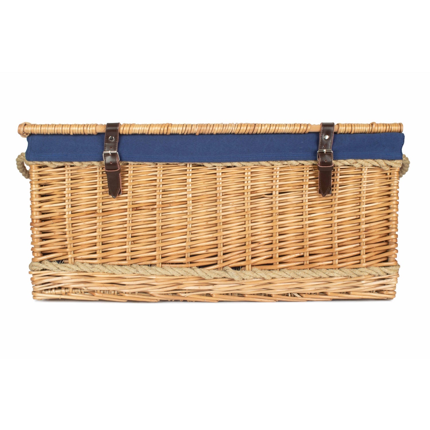 28 Inch Rope Handled Willow Hamper Trunk with Navy Blue Lining - REGN