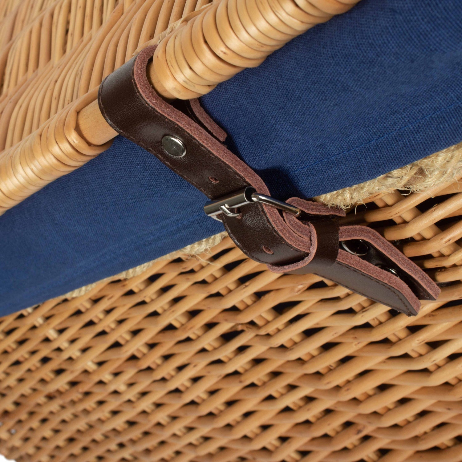 28 Inch Rope Handled Willow Hamper Trunk with Navy Blue Lining - REGN