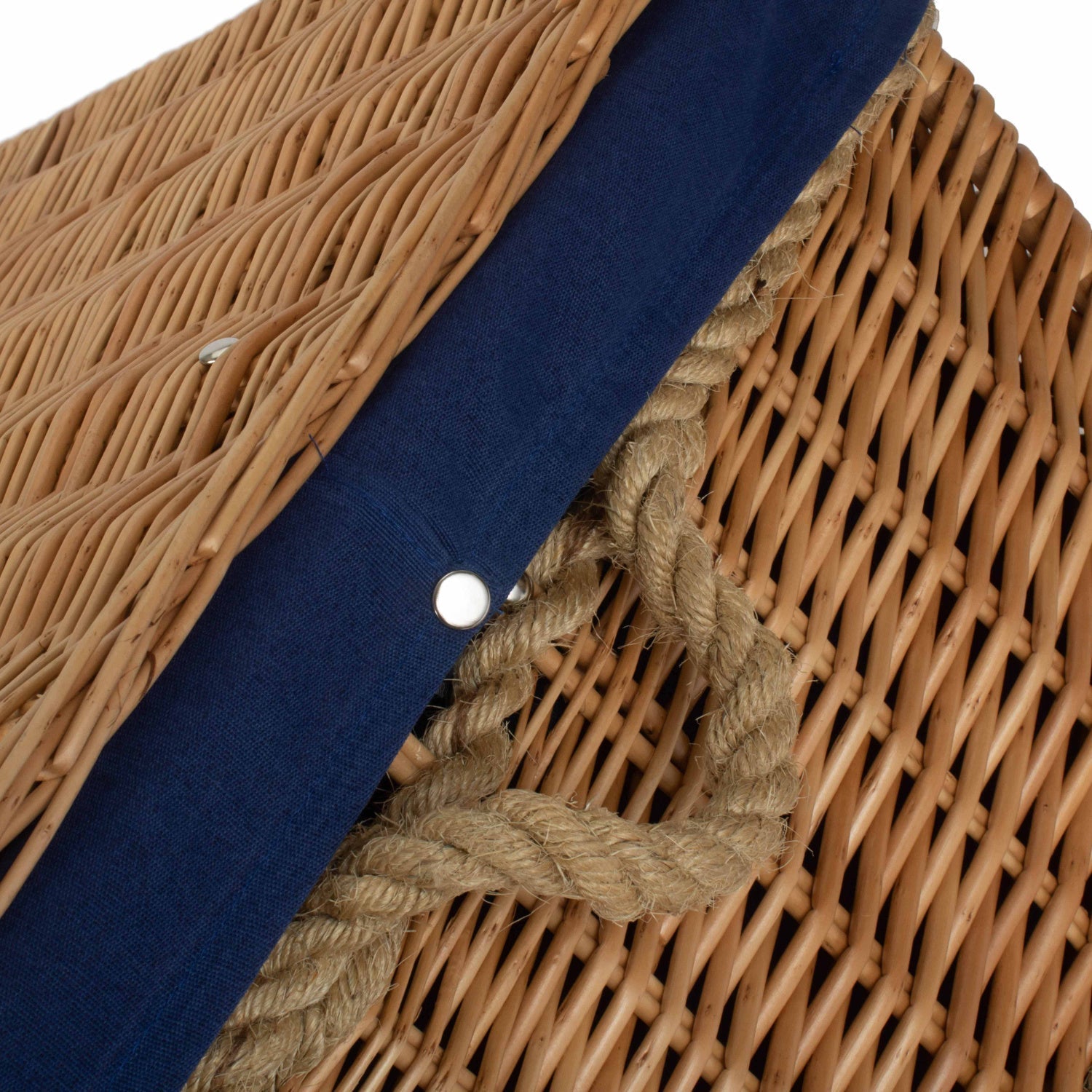 28 Inch Rope Handled Willow Hamper Trunk with Navy Blue Lining - REGN