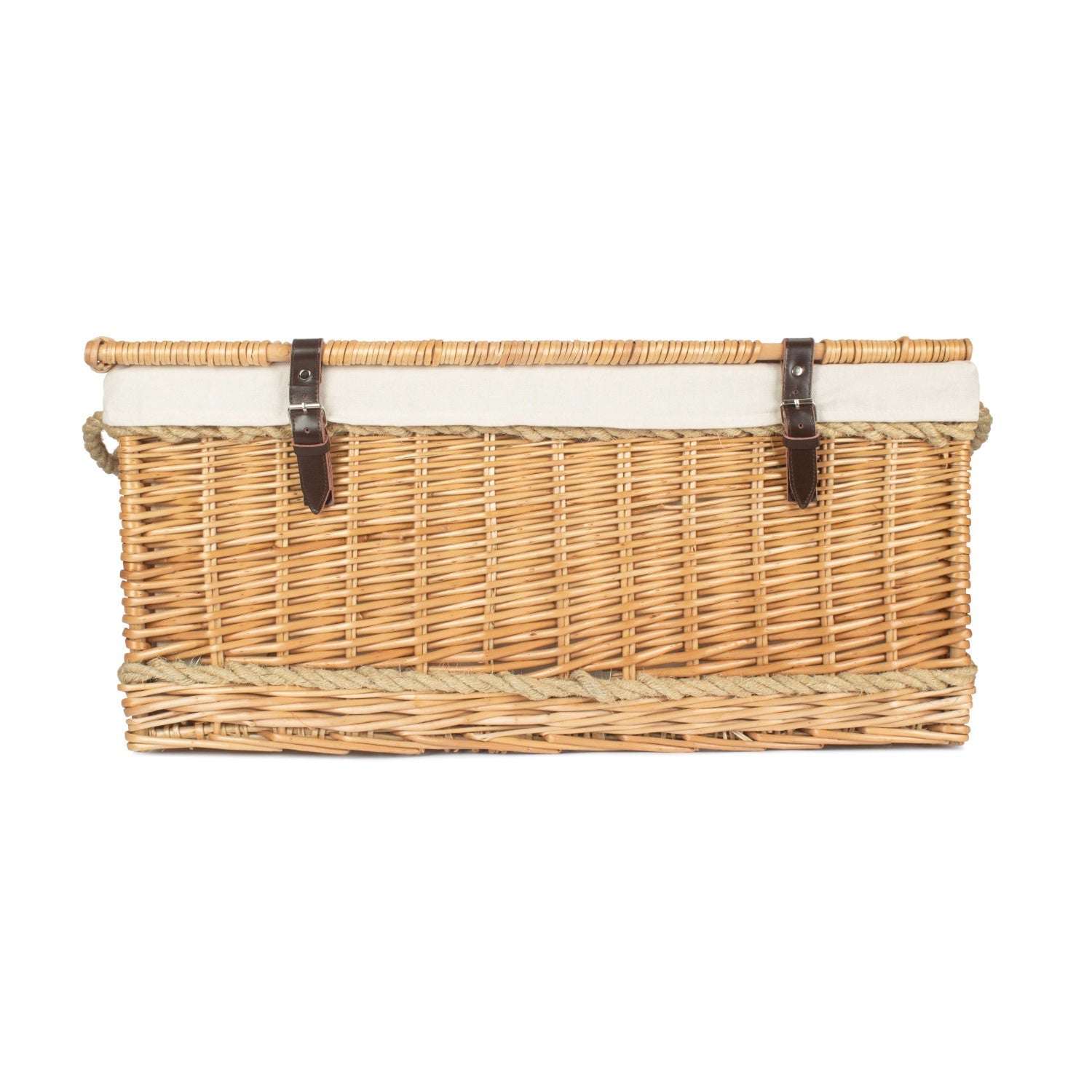 28 Inch Rope Handled Willow Hamper Trunk with White Lining - REGN