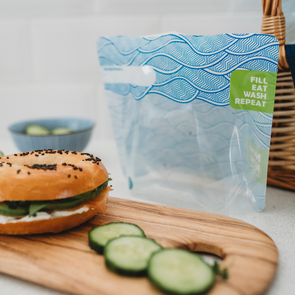4 WAVE Reusable Sandwich Bags | Pack of 4 | Washable Lunch Bags