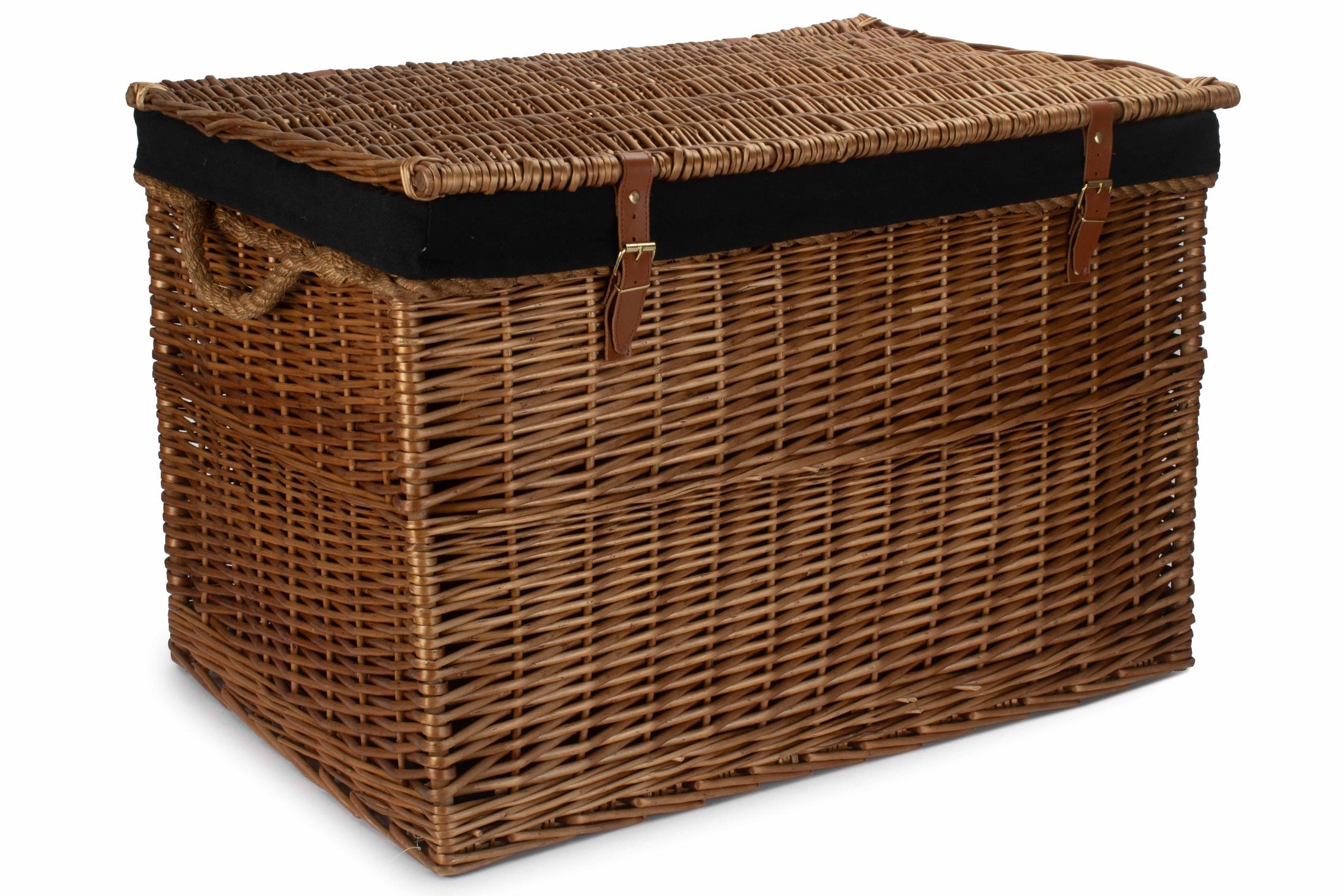 29 Inch Light Steamed Willow Storage Hamper with Black Lining - REGN