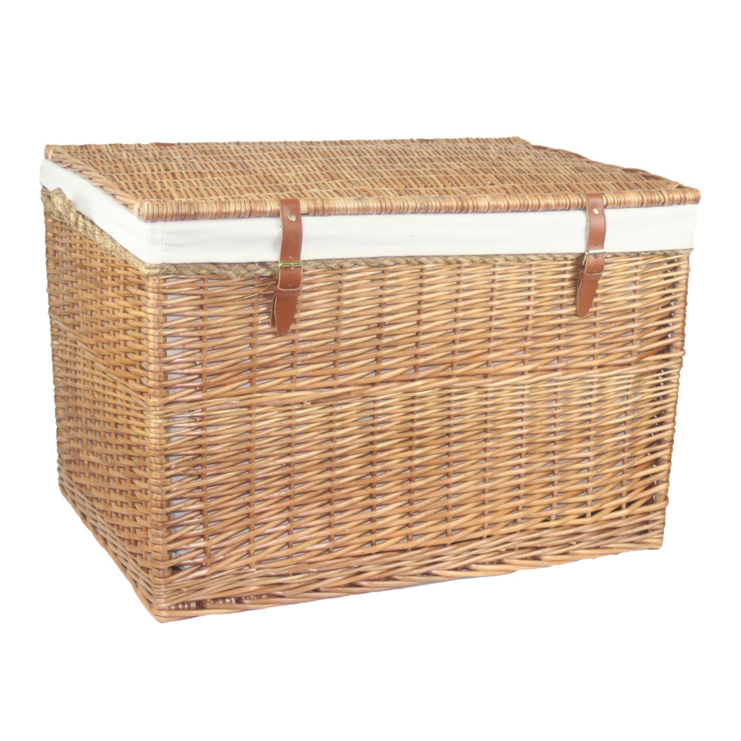 29 Inch Light Steamed Willow Storage Hamper with White Lining - REGN