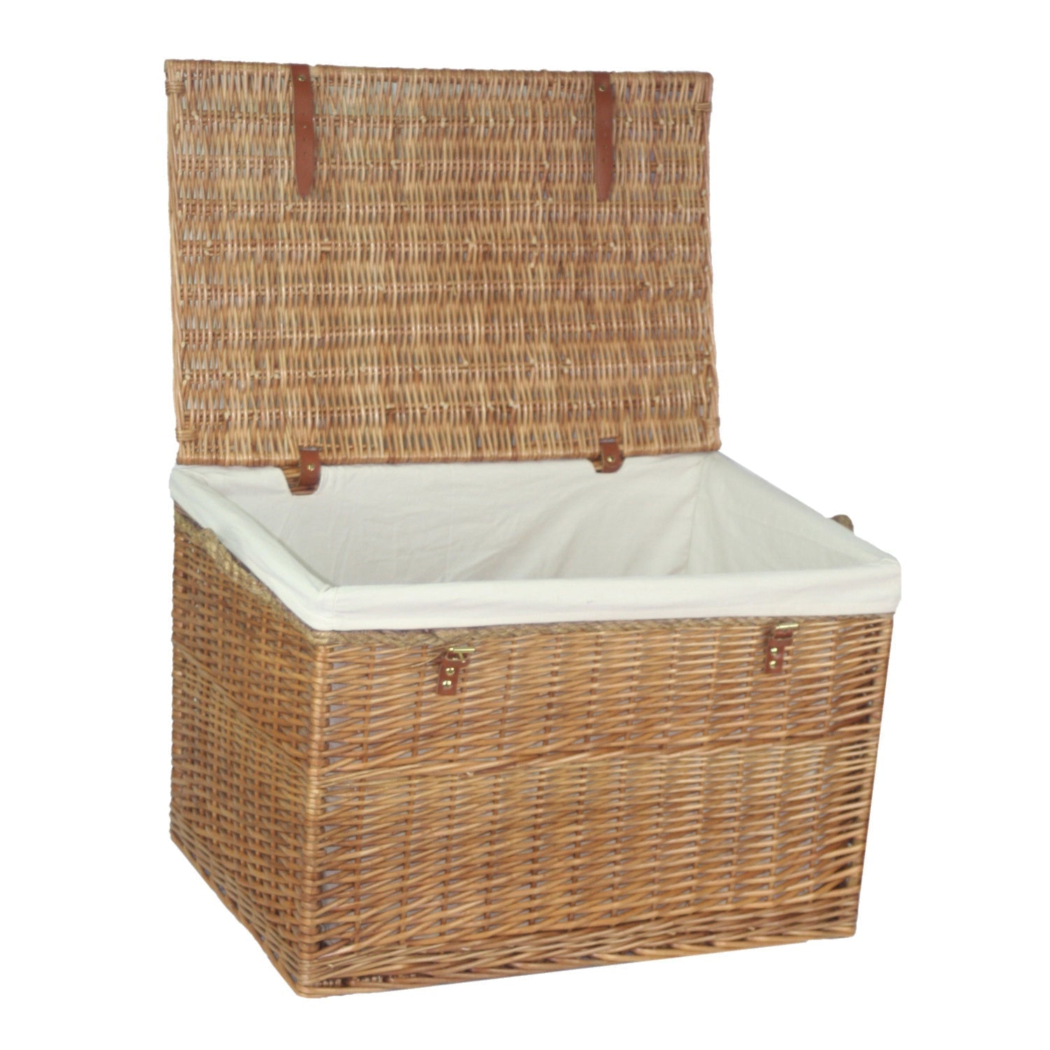 29 Inch Light Steamed Willow Storage Hamper with White Lining - REGN