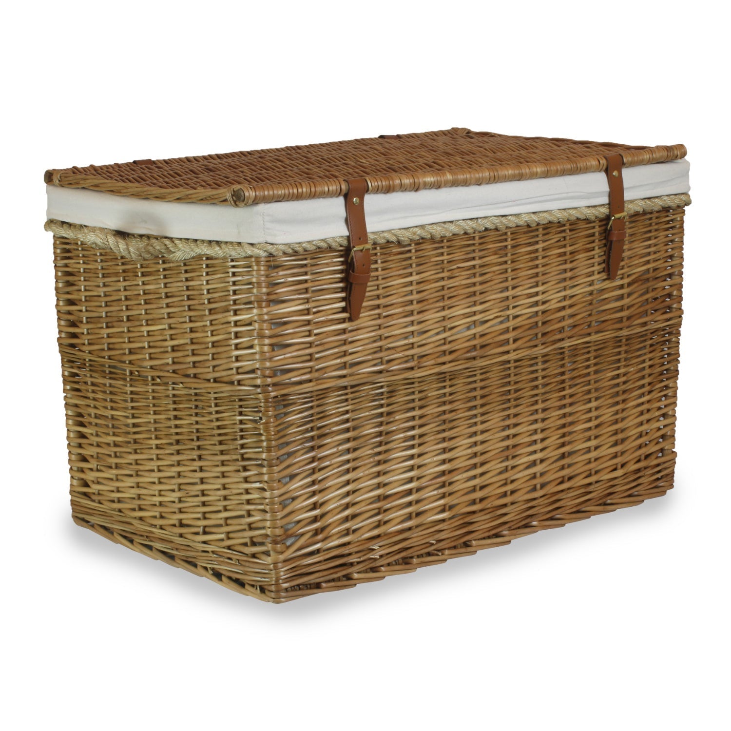 29 Inch Light Steamed Willow Storage Hamper with White Lining - REGN
