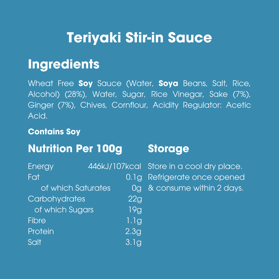 Teriyaki Stir-in Sauce 260g – Gluten Free, Vegan & Low FODMAP Japanese Style Sauce