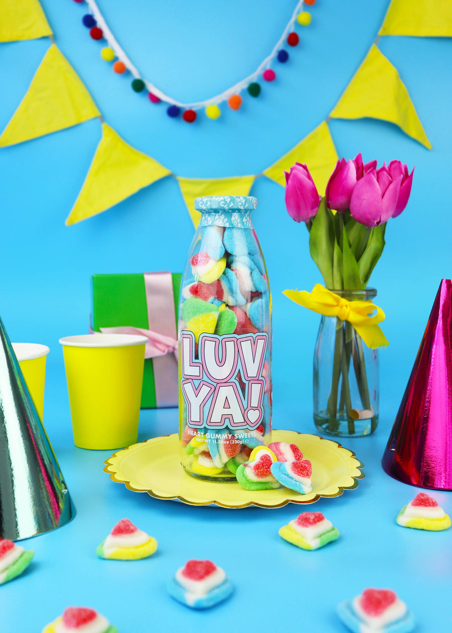 Luv Ya Sweet Bottle – Strawberry & Vanilla Gummy Hearts