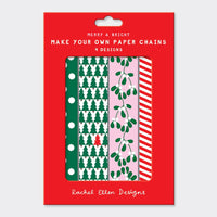 Festive Paper Chains – Christmas Trees, Mistletoe, Spots & Stripes (100 Pack)