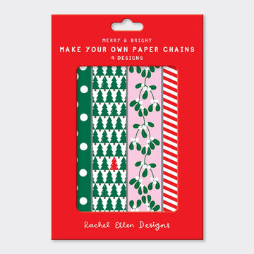 Festive Paper Chains – Christmas Trees, Mistletoe, Spots & Stripes (100 Pack)