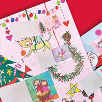 Traditional Advent Calendar – Christmas Tree & Dogs with Gold Foil