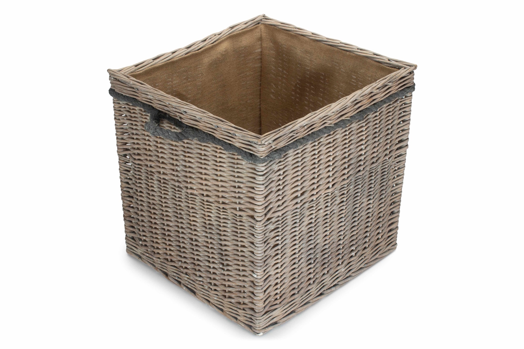 Grey Wash Willow Square Storage Basket Size 3 - Large