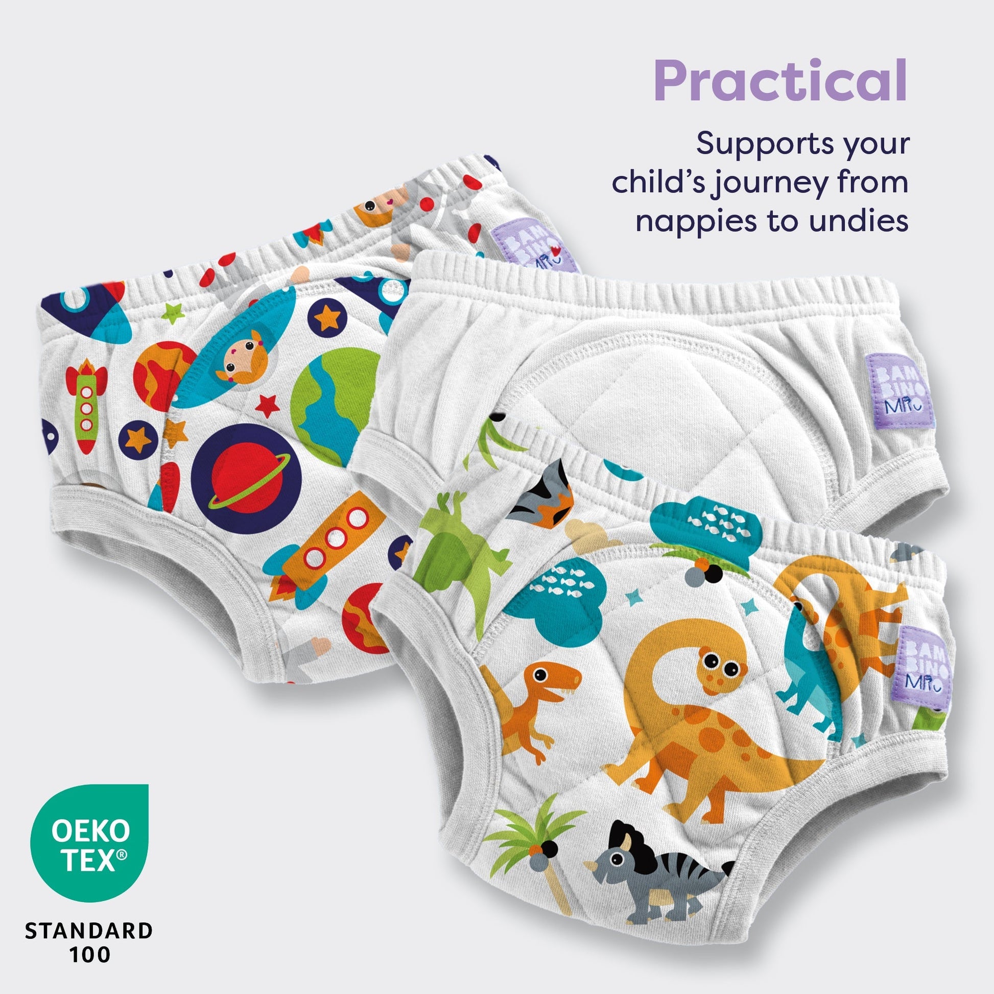 3 Pack Reusable Potty Training Pants in Combo White - Enhanced Design - REGN